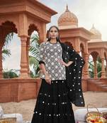 Black embroidered faux georgette salwar