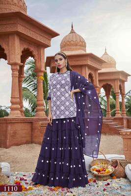 Wine embroidered faux georgette salwar 2