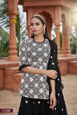 Black embroidered faux georgette salwar 3