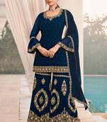 Blue embroidered georgette salwar