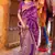 Women'S Silk Blend Purple Embellished Handloom Saree With Unstitched Blouse