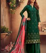 Green Embroidered Cotton Silk Salwar Free size full stitched Up To 42" Size