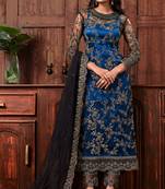Black Embroidered Net Salwar Free size full stitched Up To 42" Size