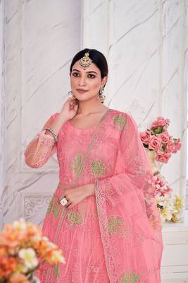 Pink Colour Semi Stitched Anarkali Suit For Party 3