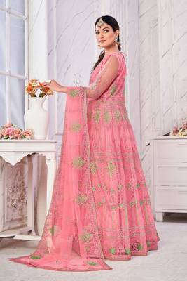 Pink Colour Semi Stitched Anarkali Suit For Party 4