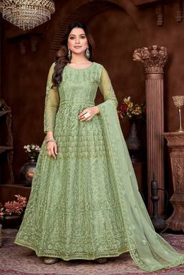 Pista Colour Semi Stitched Anarkali Suit For Party 1
