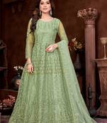 Pista Colour Designer Semi Stitched Anarkali Suit For Party