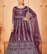 Purple Colour Designer Semi Stitched Anarkali Suit For Party