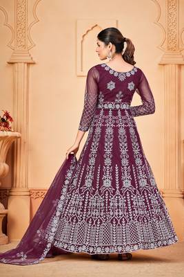 Purple Colour Semi Stitched Anarkali Suit For Party 2