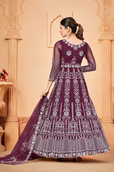 Purple Colour Semi Stitched Anarkali Suit For Party