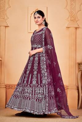 Purple Colour Semi Stitched Anarkali Suit For Party 4