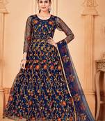 Blue Colour Designer Semi Stitched Anarkali Suit For Party