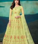 Yellow Colour Designer Semi Stitched Anarkali Suit For Party