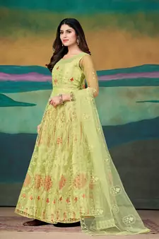Yellow Colour Semi Stitched Anarkali Suit For Party