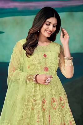 Yellow Colour Semi Stitched Anarkali Suit For Party 3