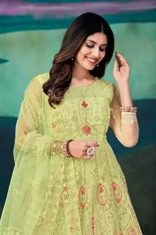 Yellow Colour Semi Stitched Anarkali Suit For Party
