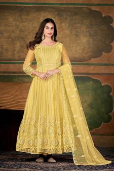 Chiku Colour Designer Semi Stitched Anarkali Suit For Party