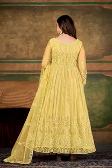Chiku Colour Semi Stitched Anarkali Suit For Party