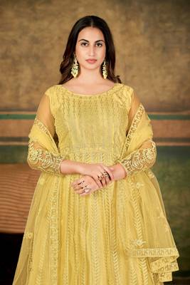 Chiku Colour Semi Stitched Anarkali Suit For Party 3