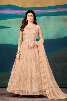 Peach Colour Semi Stitched Anarkali Suit For Party 1