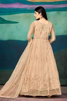 Peach Colour Semi Stitched Anarkali Suit For Party