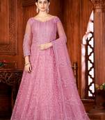 Dusty Pink Colour Designer Semi Stitched Anarkali Suit For Party