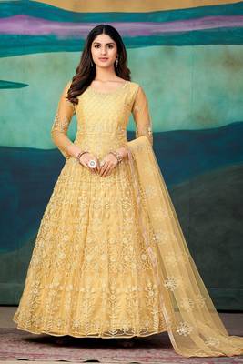 Yellow Colour Semi Stitched Anarkali Suit For Party 1
