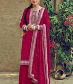 Pink Embroidered Georgette Salwar Free size full stitched Up To 42" Size