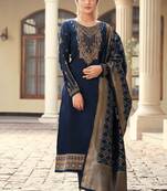 Blue Embroidered Georgette Salwar Up To 42" Size