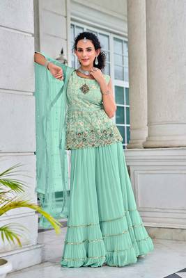 Mint Green Nikkah Sharara Suit for Women 1