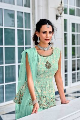 Mint Green Nikkah Sharara Suit for Women 2