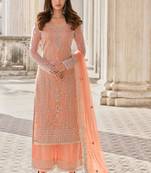 Maahi Styles Net Threawork and Sequin Work Peach Salwar Suit