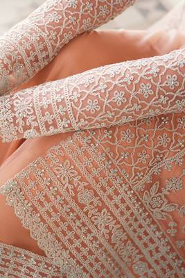 Maahi Styles Net Threawork and Sequin Work Peach Salwar Suit 3