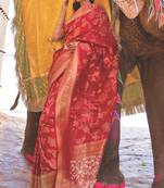 Maroon kouram silk bland sequance & thread work saree with Blouse