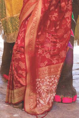 Maroon kouram silk bland sequance & thread work saree with Blouse 4