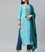 Girlish Sky Blue Colour Fancy Party Readymade Suit For Trendy Looks