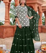 White Colour Traditional Kurti And Skirt Dress In Georgette