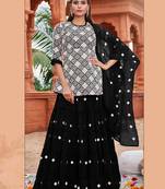 White Colour Traditional Kurti And Skirt Dress In Georgette