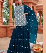 White Colour Traditional Kurti And Skirt Dress In Georgette