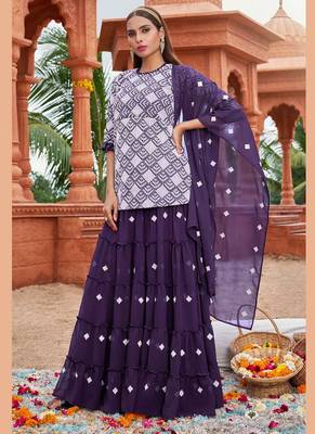 White Colour Traditional Kurti And Skirt Dress In Georgette 1