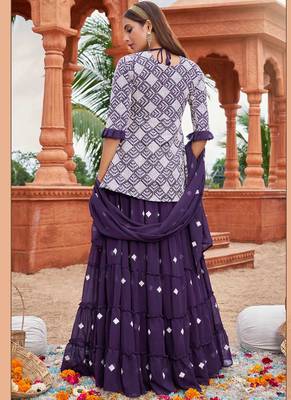 White Colour Traditional Kurti And Skirt Dress In Georgette 2