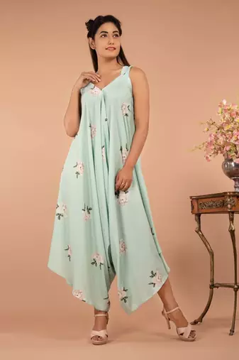 Mint Green Adriatic Mist Strap Jumpsuit