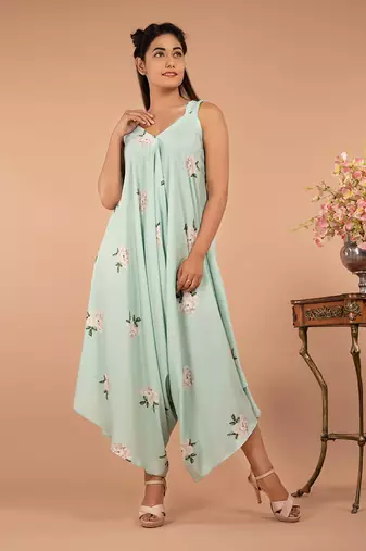 Mint Green Adriatic Mist Strap Jumpsuit