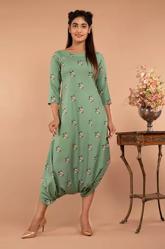 Green Seafoam Green Dhoti Jumpsuit