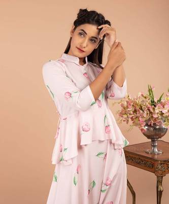 Pink Light Hearted Pink Peplum Dhoti Jumpsuit 2