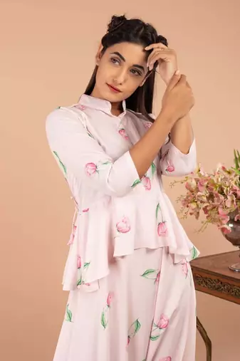 Pink Light Hearted Pink Peplum Dhoti Jumpsuit