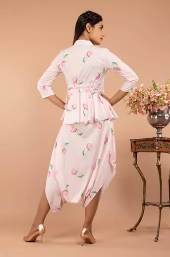 Pink Light Hearted Pink Peplum Dhoti Jumpsuit