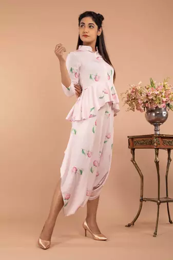 Pink Light Hearted Pink Peplum Dhoti Jumpsuit