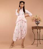 Pink Light Hearted Pink Peplum Dhoti Jumpsuit