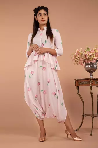 Pink Light Hearted Pink Peplum Dhoti Jumpsuit